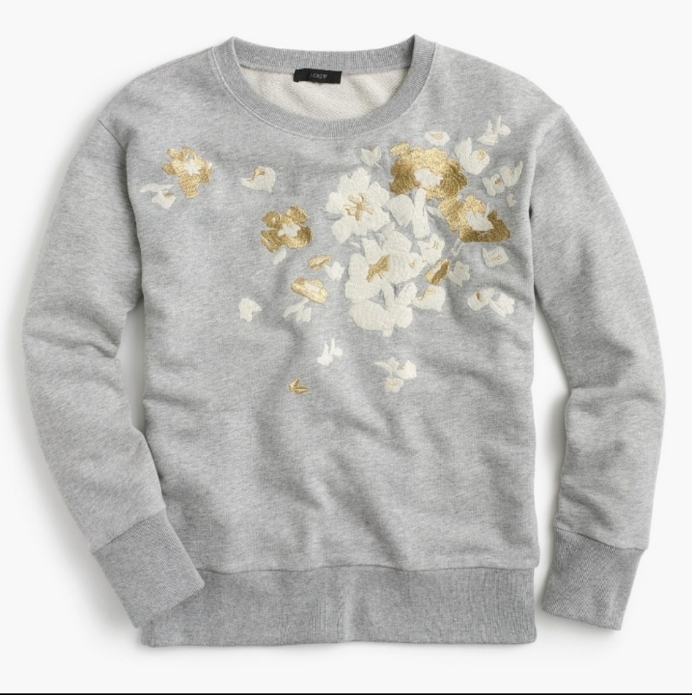 J. Crew Black Label Embroidered Sweatshirt Sz XS